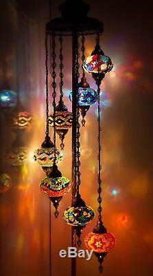 Turkish Moroccan Style Mosaic Multicolour Floor Lamp Light 7 Large Globe
