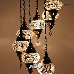 Turkish Moroccan Style Multicoloured Mosaic Hanging Lamp Light 7 Medium Globe