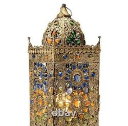 Turkish Table Lamp Moroccan Mosaic Hand Made Light Colorful Stained Shade Accent