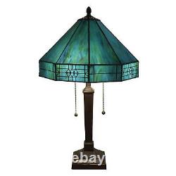 Turquoise Mission Stained Glass Table Lamp Tiffany StyleTable Lamp 14x21in