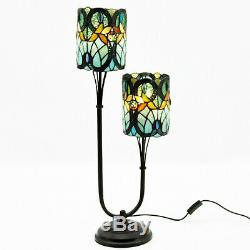 Twin Stem Tiffany 72cm Stained Glass Table Lamp 16