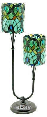 Twin Stem Tiffany 72cm Stained Glass Table Lamp 16