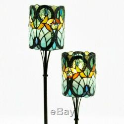 Twin Stem Tiffany 72cm Stained Glass Table Lamp 16