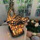 Two Cats In Love Tiffany Style Stained Glass Accent Table Lamp