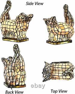 Two Cats in Love Tiffany Style Stained Glass Accent Table Lamp