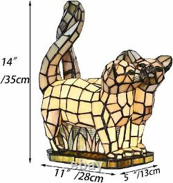 Two Cats in Love Tiffany Style Stained Glass Accent Table Lamp