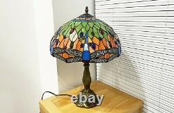 US Tiffany Table Lamp Dragonfly Style Stained Glass Retro Decor 14/18 Tall