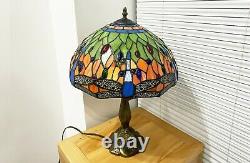 US Tiffany Table Lamp Dragonfly Style Stained Glass Retro Decor 14/18 Tall