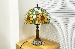 US Tiffany Table Lamp Sunflower Stained Glass Retro Decor for Home 14/18 Tall
