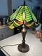 Underwriters Laboratories Tiffany Style Green Stained Glass Lamp 24in -read