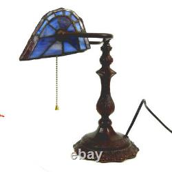 Unique Tiffany Style Stained Glass Banker's Desk Lamp With Geode slices PU only