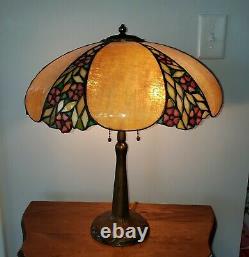 Unusual Handel / Unique Periwinkle Arts & Crafts Leaded Stained Glass Lamp