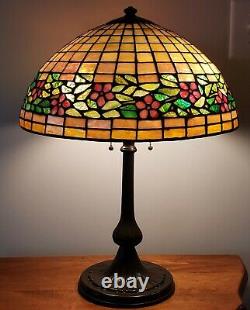 Unusual Handel / Unique Periwinkle Arts & Crafts Leaded Stained Glass Lamp