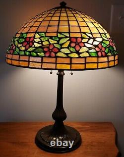 Unusual Handel / Unique Periwinkle Arts & Crafts Leaded Stained Glass Lamp