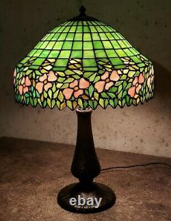 Unusual Handel / Unique Periwinkle Arts & Crafts Leaded Stained Glass Lamp