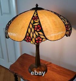 Unusual Handel / Unique Periwinkle Arts & Crafts Leaded Stained Glass Lamp