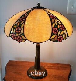 Unusual Handel / Unique Periwinkle Arts & Crafts Leaded Stained Glass Lamp