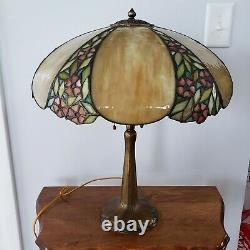 Unusual Handel / Unique Periwinkle Arts & Crafts Leaded Stained Glass Lamp