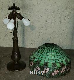 Unusual Handel / Unique Periwinkle Arts & Crafts Leaded Stained Glass Lamp