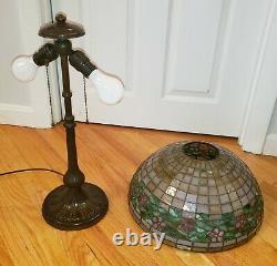 Unusual Handel / Unique Periwinkle Arts & Crafts Leaded Stained Glass Lamp