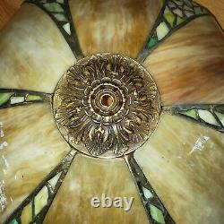 Unusual Handel / Unique Periwinkle Arts & Crafts Leaded Stained Glass Lamp