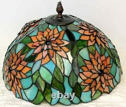 VTG 80/90s Dale Tiffany 16 Stained Glass Lamp Shade 3D Red Flower Poinsettia