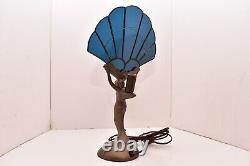 VTG Art Deco Boudoir lamp Stained Glass shade Nude Woman Winged Victory Handley