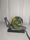 Vtg Stained Glass Tiffany Style Green Snail Slug Night Light Table Lamp Metal