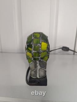 VTG Stained Glass Tiffany Style Green Snail Slug Night Light Table Lamp Metal