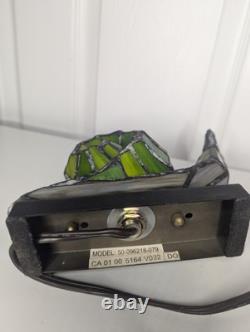 VTG Stained Glass Tiffany Style Green Snail Slug Night Light Table Lamp Metal