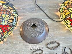 VTG Tiffany Style Stained Glass 2 Light Island Tuscany Kitchen Bar Lamp 33x18