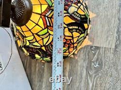 VTG Tiffany Style Stained Glass 2 Light Island Tuscany Kitchen Bar Lamp 33x18