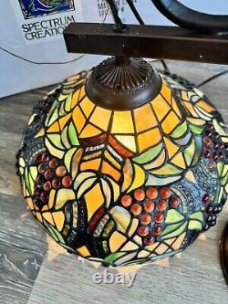 VTG Tiffany Style Stained Glass 2 Light Island Tuscany Kitchen Bar Lamp 33x18