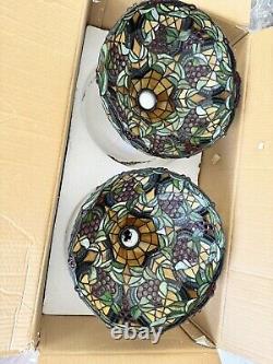 VTG Tiffany Style Stained Glass 2 Light Island Tuscany Kitchen Bar Lamp 33x18