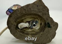 VTG Tiffany Style Stained Glass Chicken Rooster Farmhouse Table Lamp 11 h