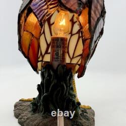 VTG Tiffany Style Stained Glass Chicken Rooster Farmhouse Table Lamp 11 h