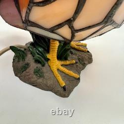 VTG Tiffany Style Stained Glass Chicken Rooster Farmhouse Table Lamp 11 h