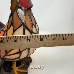 VTG Tiffany Style Stained Glass Chicken Rooster Farmhouse Table Lamp 11 h