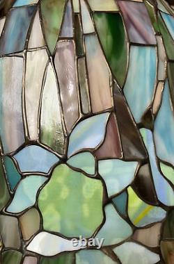VTG Tiffany Style Stained Glass Lamp Shade, 18 Diameter, 15 Height, Rare Shape