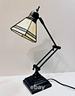 Versatile Leaded Caramel Slag Glass Pivotal & Adjustable Desk and Reading Lamp