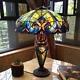 Vibrant Color Double Lit 26 H Blue Table Lamp Stained Glass Light Lamps New