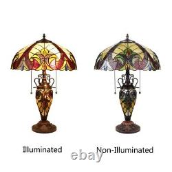 Victorian Stained Glass Table Desk Lamp Tiffany Style Double Lit