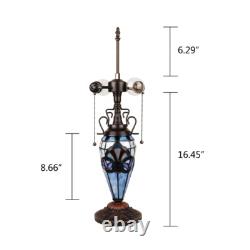 Victorian Stained Glass Table Desk Lamp Tiffany Style Double Lit