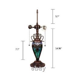 Victorian Stained Glass Table Desk Lamp Tiffany Style Double Lit