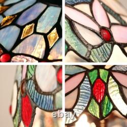 Victorian Stained Glass Table Desk Lamp Tiffany Style Double Lit