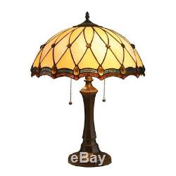 Victorian Stained Glass Table Lamp Tiffany Style Shade 16.5W