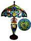 Victorian Stained Glass Table Lamp Tiffany Style Shade Double Lit