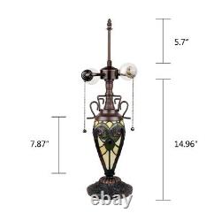 Victorian-Style Stained Glass Table Lamp, Dark Bronze, 3 Lights, 16 Wide