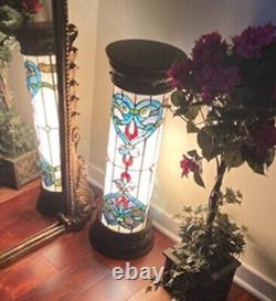 Victorian Style Tiffany Stained Glass Theme Pedestal Floor Table Lamp Desk Light