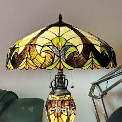 Victorian Theme Tiffany Style Stained Glass Table Reading Accent Lamp Lit Base